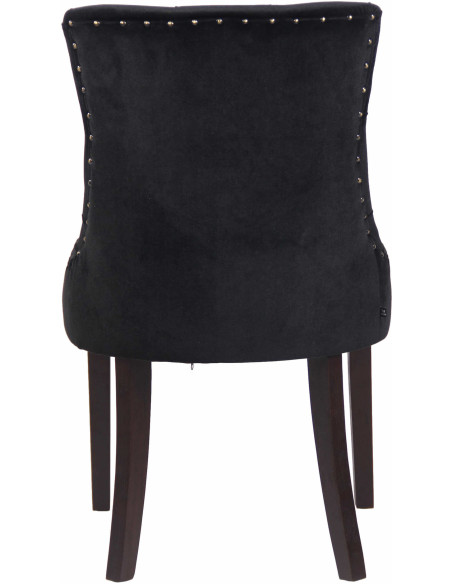 Chaise style vintage Dossier capitonné en Velours Noir Bois Marron Huguette - 5