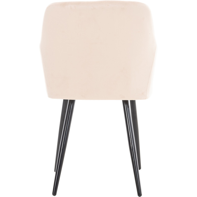 Fauteuil de table motif matelassé en Velours Beige Métal Noir Solinda - 4