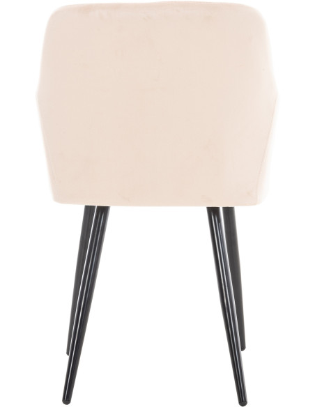 Fauteuil de table motif matelassé en Velours Beige Métal Noir Solinda - 4