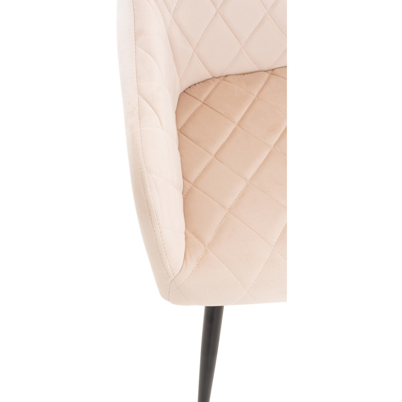 Fauteuil de table motif matelassé en Velours Beige Métal Noir Solinda - 5