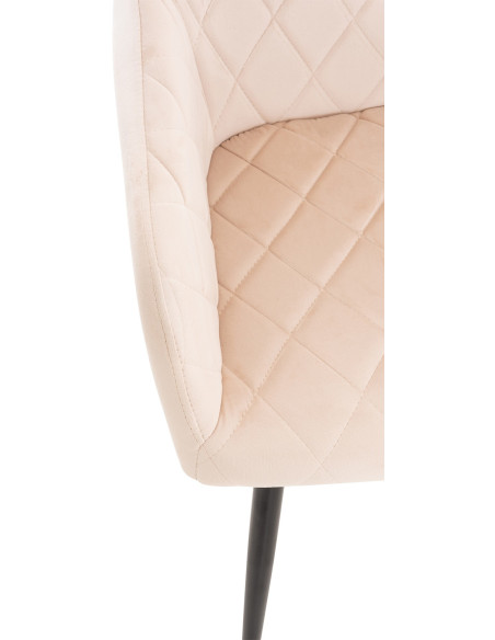 Fauteuil de table motif matelassé en Velours Beige Métal Noir Solinda - 5