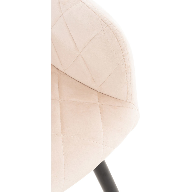 Fauteuil de table motif matelassé en Velours Beige Métal Noir Solinda - 6