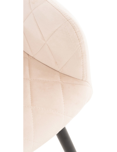 Fauteuil de table motif matelassé en Velours Beige Métal Noir Solinda - 6