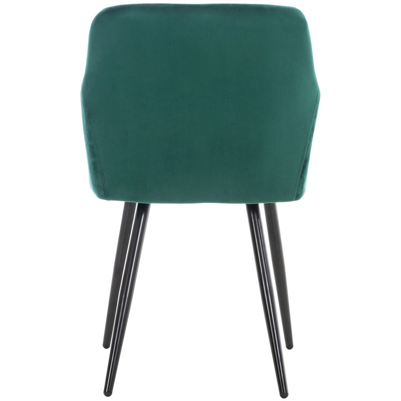 Fauteuil de table motif matelassé en Velours Vert Métal Noir Solinda - 4