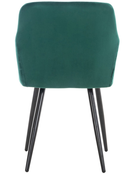 Fauteuil de table motif matelassé en Velours Vert Métal Noir Solinda - 4