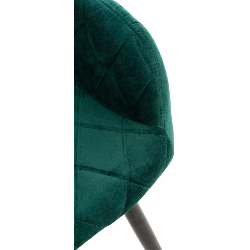 Fauteuil de table motif matelassé en Velours Vert Métal Noir Solinda - 6