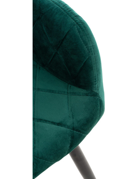Fauteuil de table motif matelassé en Velours Vert Métal Noir Solinda - 6