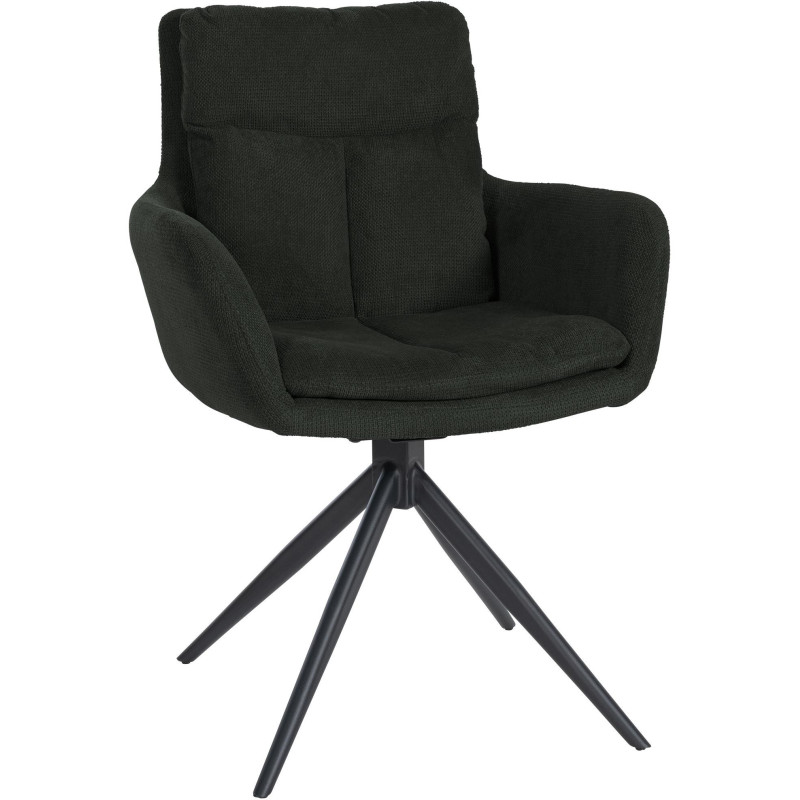 Fauteuil de table pivotant en Tissu Noir Métal Noir Mat Mertio  - 1