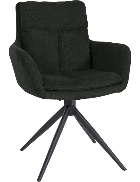 Fauteuil de table pivotant en Tissu Noir Métal Noir Mat Mertio  - 1