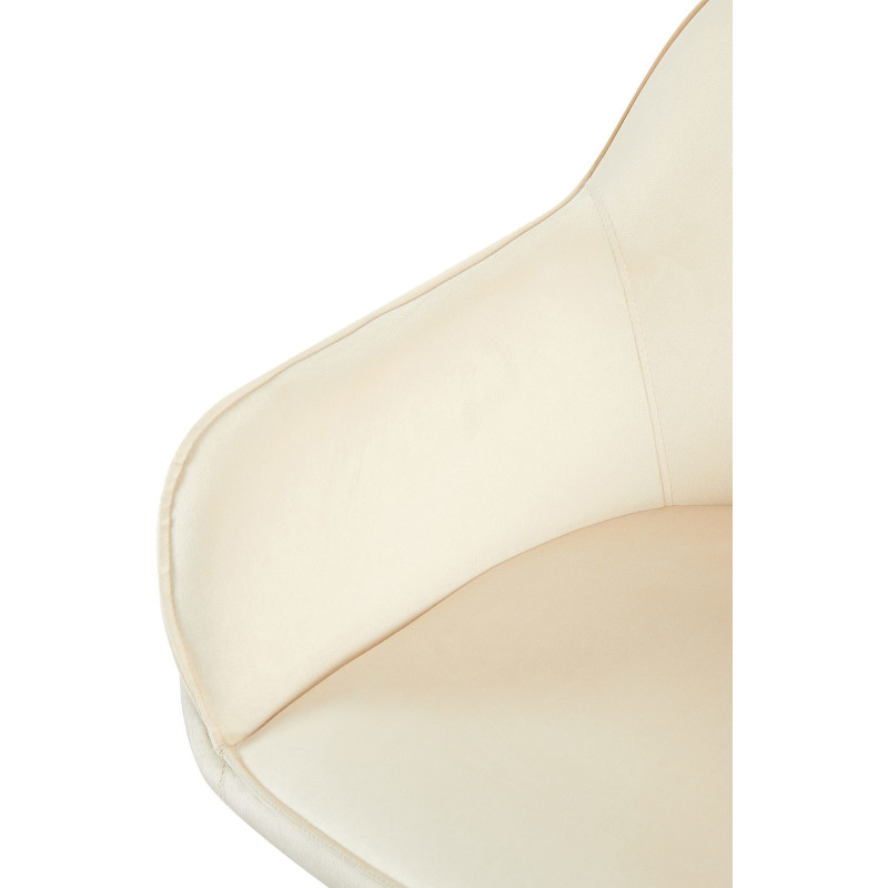 Fauteuil de table moderne en Velours Blanc crème Métal Noir Timalo - 2