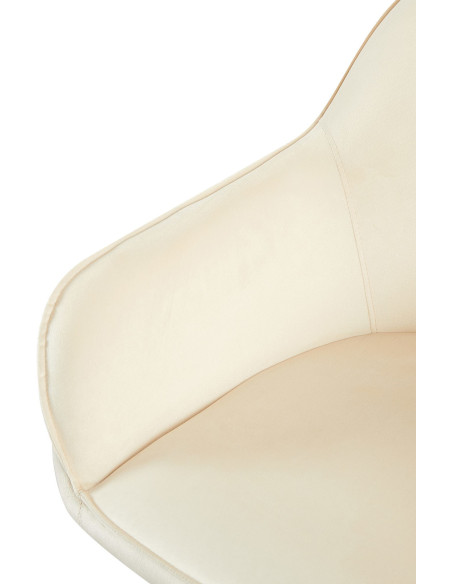 Fauteuil de table moderne en Velours Blanc crème Métal Noir Timalo - 2