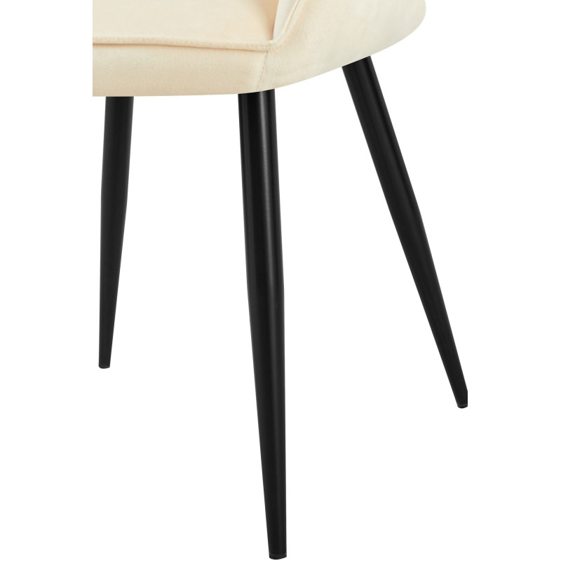 Fauteuil de table moderne en Velours Blanc crème Métal Noir Timalo - 3