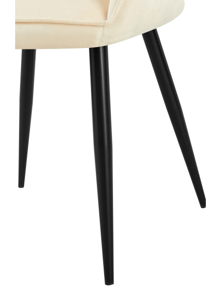 Fauteuil de table moderne en Velours Blanc crème Métal Noir Timalo - 3
