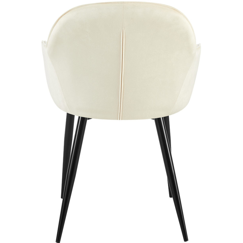 Fauteuil de table moderne en Velours Blanc crème Métal Noir Timalo - 5