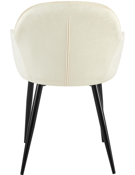 Fauteuil de table moderne en Velours Blanc crème Métal Noir Timalo - 5