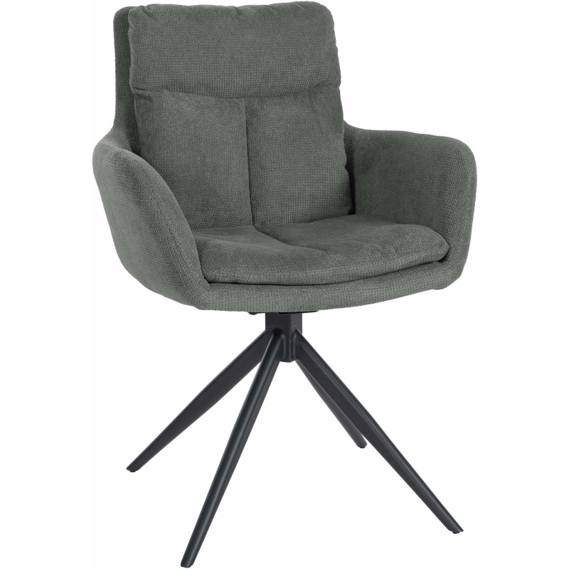 Fauteuil de table pivotant en Tissu Gris clair Métal Noir Mat Mertio - 1