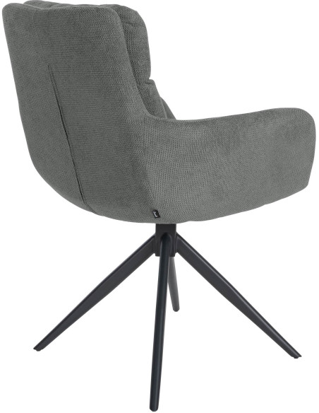 Fauteuil de table pivotant en Tissu Gris clair Métal Noir Mat Mertio - 4
