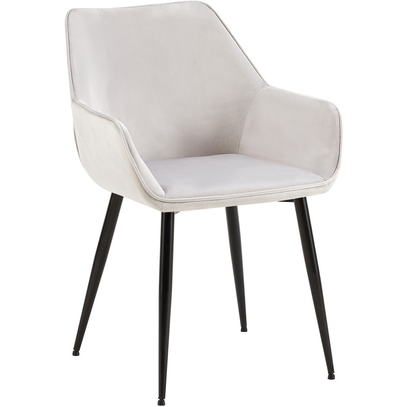 Fauteuil de table moderne en Velours Gris clair Métal Noir Kravi - 1