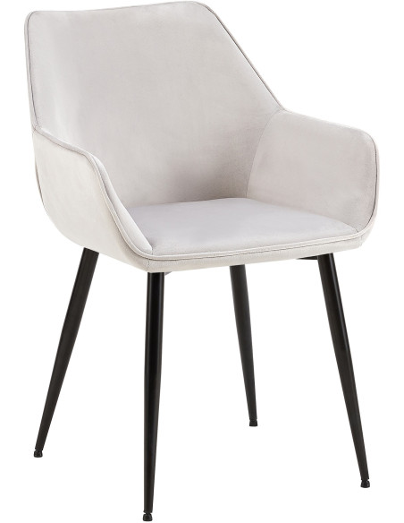 Fauteuil de table moderne en Velours Gris clair Métal Noir Kravi - 1