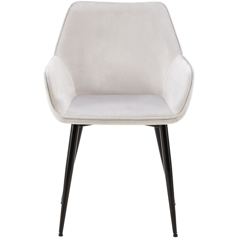 Fauteuil de table moderne en Velours Gris clair Métal Noir Kravi - 2