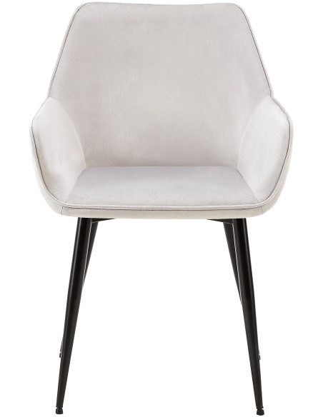 Fauteuil de table moderne en Velours Gris clair Métal Noir Kravi - 2
