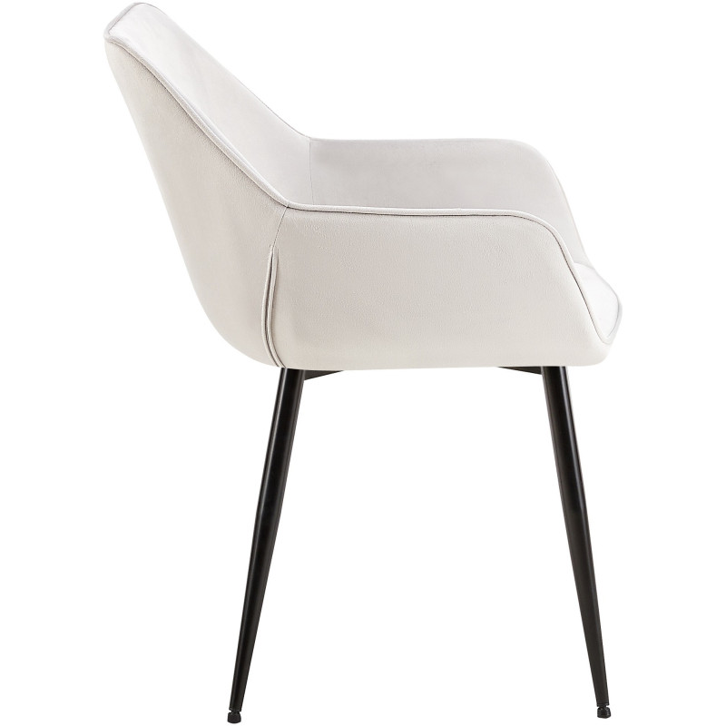 Fauteuil de table moderne en Velours Gris clair Métal Noir Kravi - 3