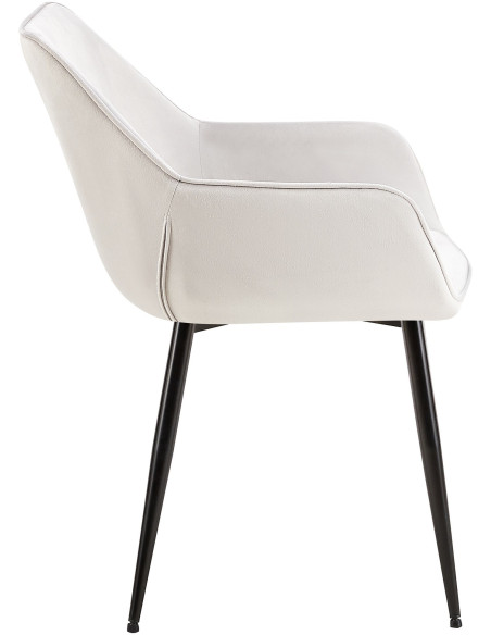 Fauteuil de table moderne en Velours Gris clair Métal Noir Kravi - 3
