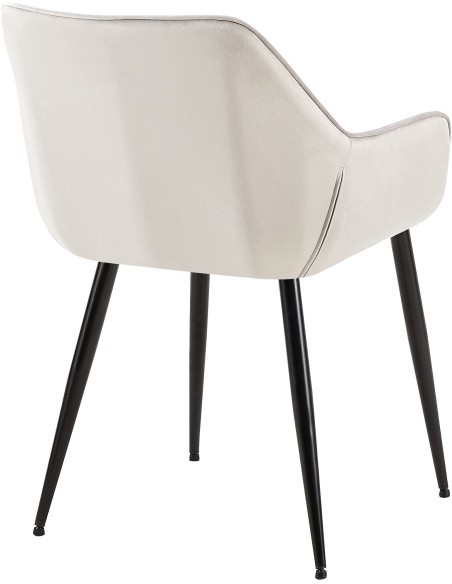 Fauteuil de table moderne en Velours Gris clair Métal Noir Kravi - 4