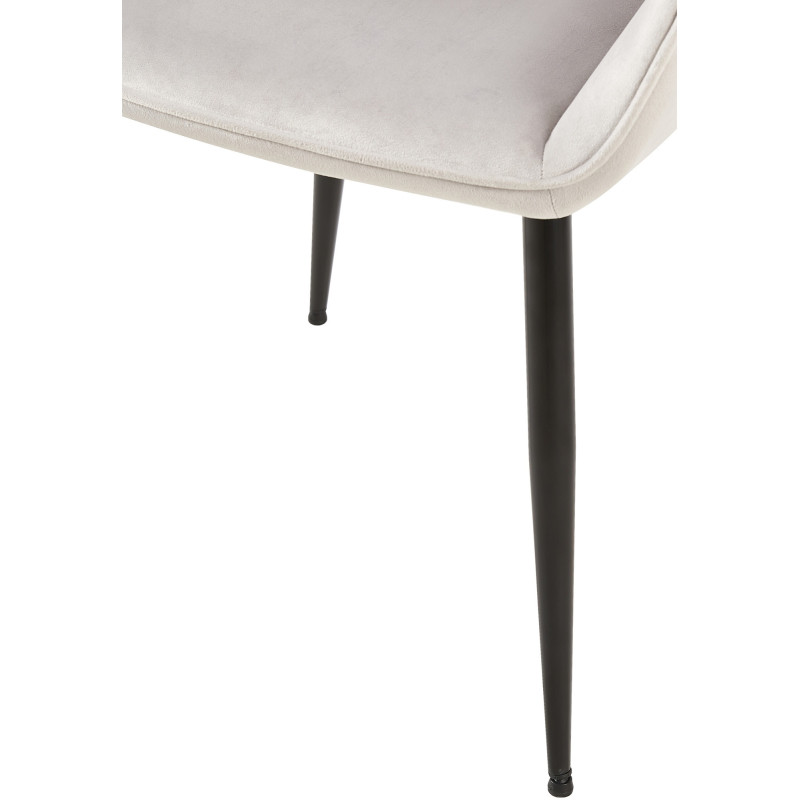 Fauteuil de table moderne en Velours Gris clair Métal Noir Kravi - 5