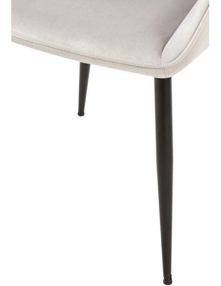 Fauteuil de table moderne en Velours Gris clair Métal Noir Kravi - 5