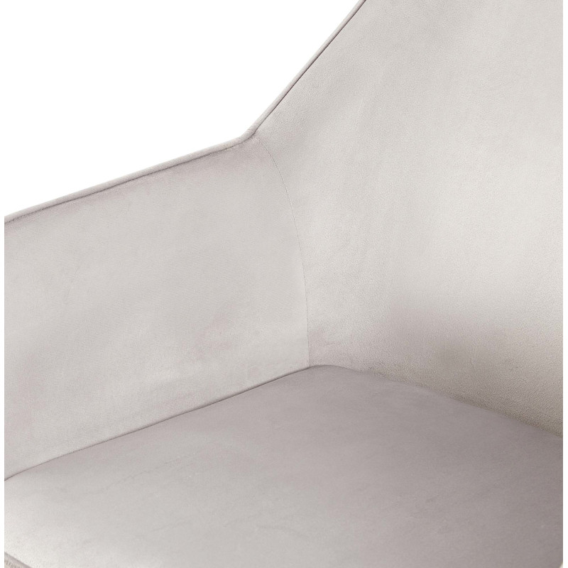 Fauteuil de table moderne en Velours Gris clair Métal Noir Kravi - 6