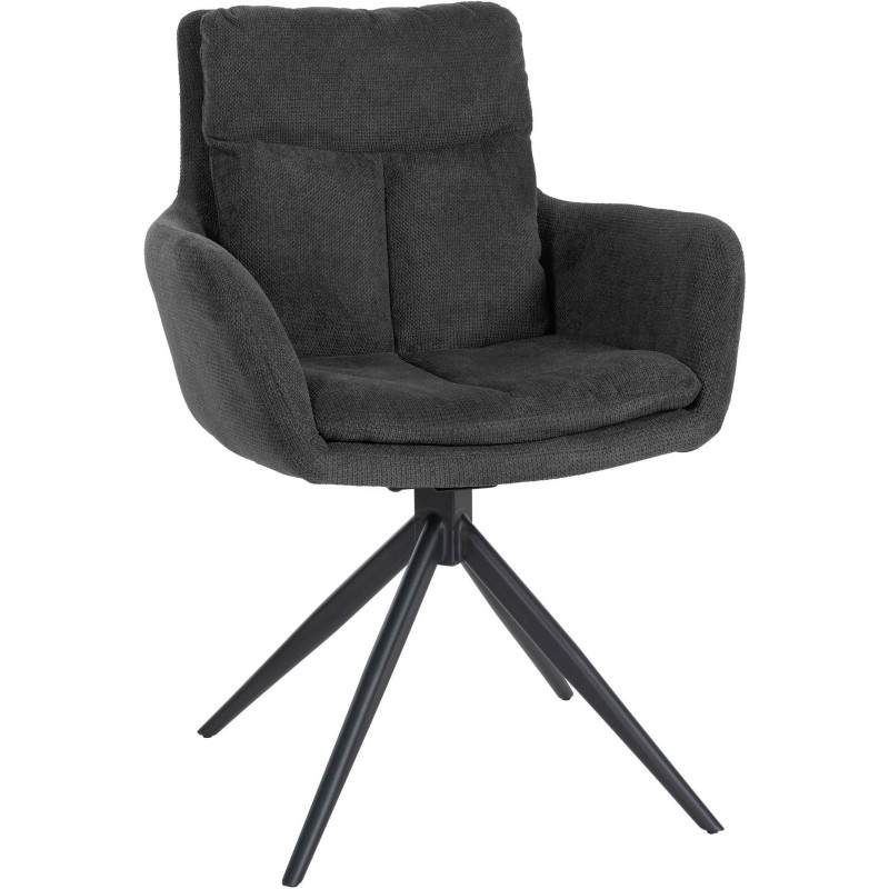 Fauteuil de table pivotant en Tissu Gris foncé Métal Noir Mat Mertio  - 1