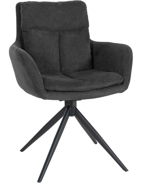 Fauteuil de table pivotant en Tissu Gris foncé Métal Noir Mat Mertio  - 1