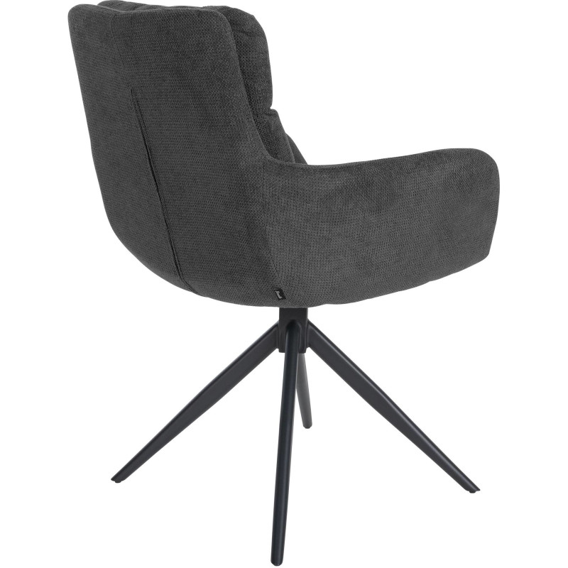 Fauteuil de table pivotant en Tissu Gris foncé Métal Noir Mat Mertio  - 4