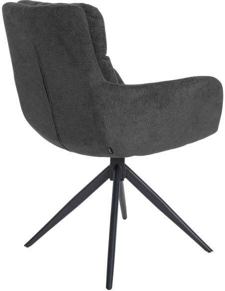 Fauteuil de table pivotant en Tissu Gris foncé Métal Noir Mat Mertio  - 4