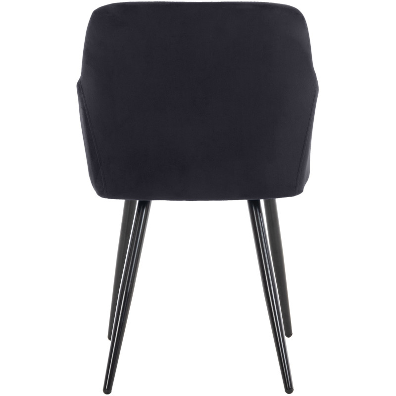Fauteuil de table motif matelassé en Velours Noir Métal Noir Solinda - 4