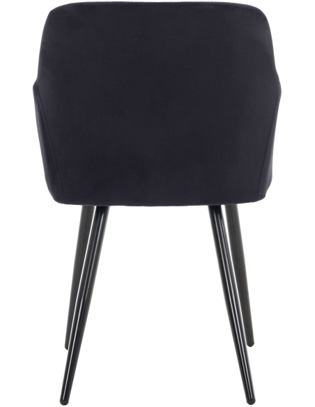 Fauteuil de table motif matelassé en Velours Noir Métal Noir Solinda - 4