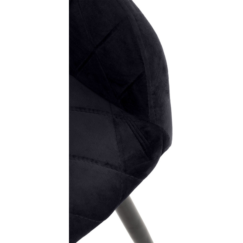 Fauteuil de table motif matelassé en Velours Noir Métal Noir Solinda - 6