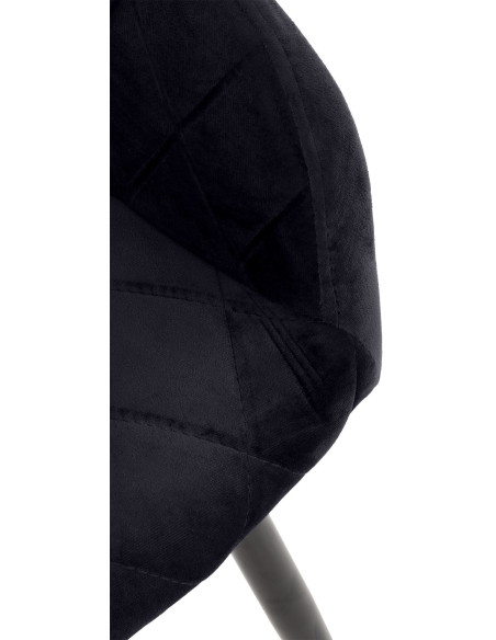 Fauteuil de table motif matelassé en Velours Noir Métal Noir Solinda - 6
