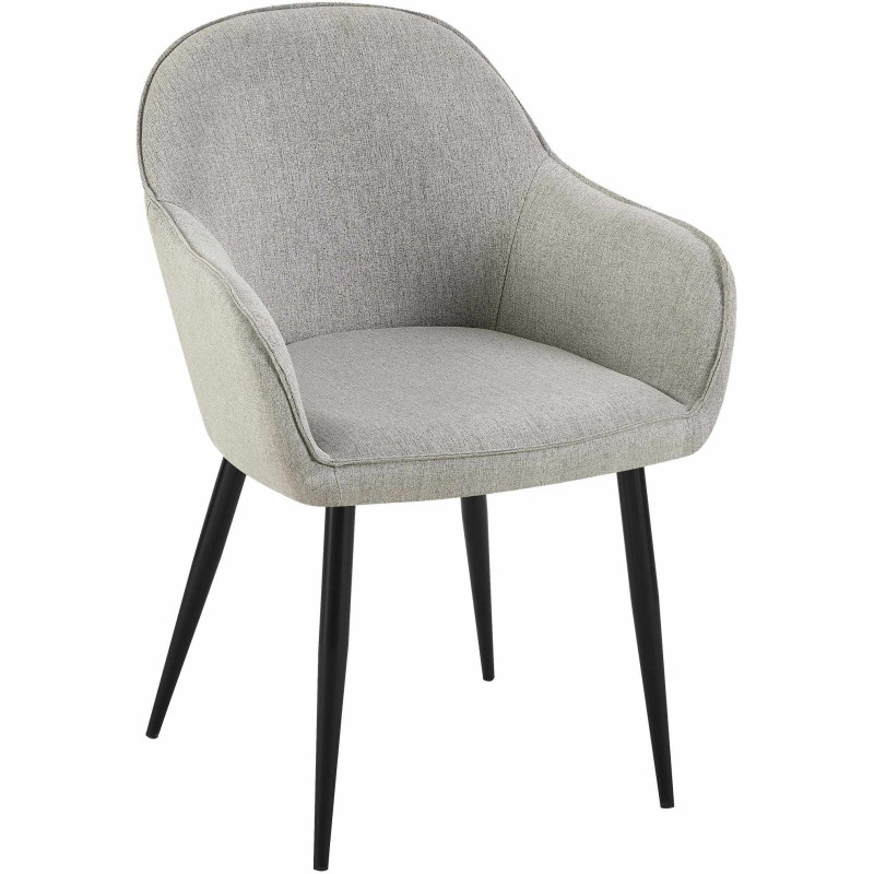 Fauteuil de table moderne en Tissu Gris Métal Noir Timalo - 1