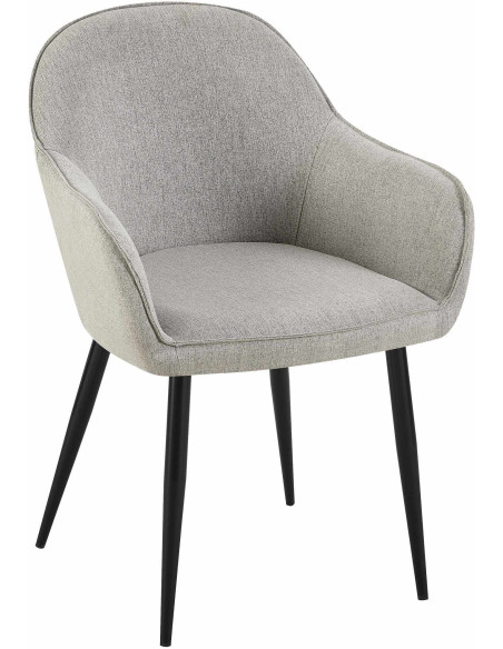 Fauteuil de table moderne en Tissu Gris Métal Noir Timalo - 1