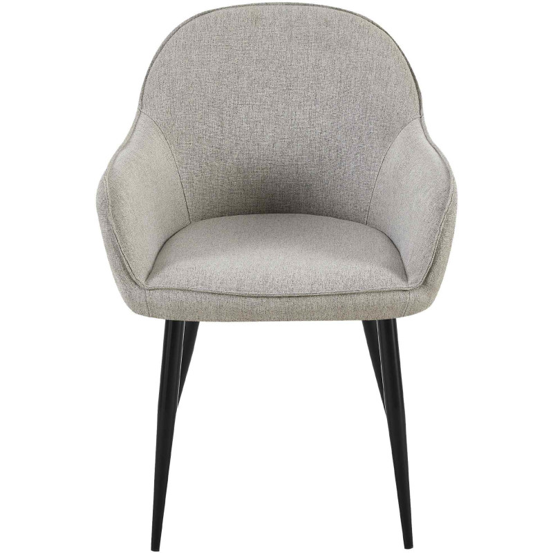 Fauteuil de table moderne en Tissu Gris Métal Noir Timalo - 2