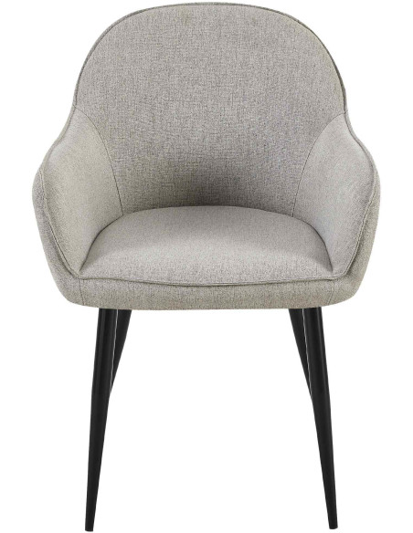 Fauteuil de table moderne en Tissu Gris Métal Noir Timalo - 2