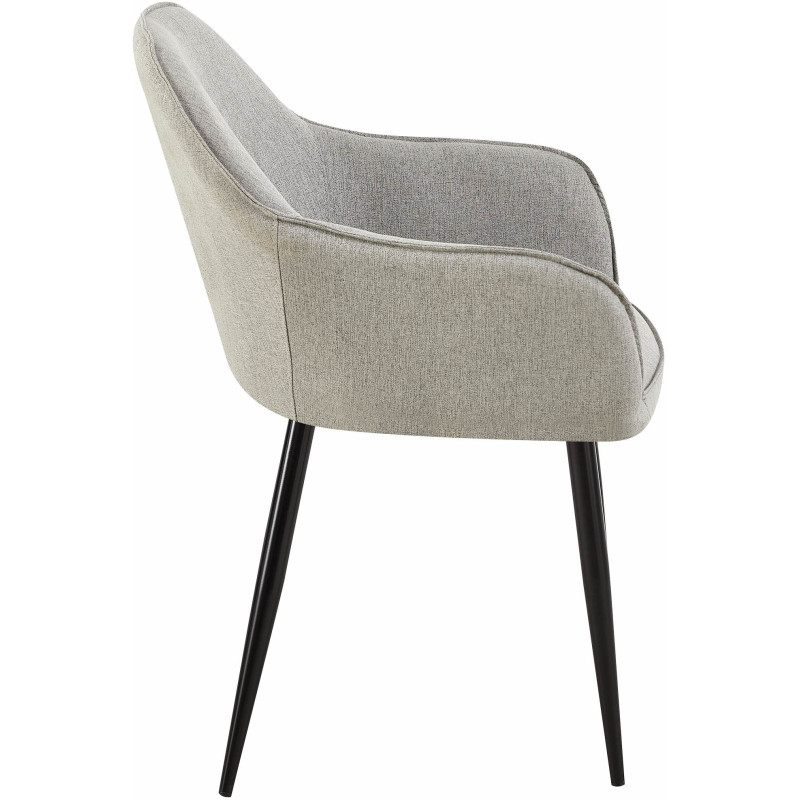 Fauteuil de table moderne en Tissu Gris Métal Noir Timalo - 3