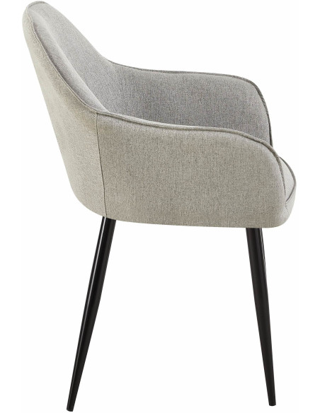 Fauteuil de table moderne en Tissu Gris Métal Noir Timalo - 3