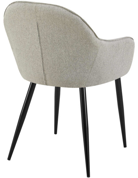 Fauteuil de table moderne en Tissu Gris Métal Noir Timalo - 4
