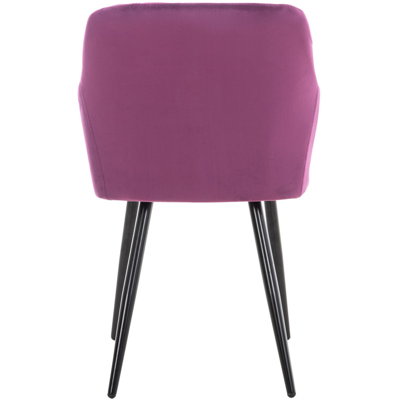 Fauteuil de table motif matelassé en Velours Violet Métal Noir Solinda - 4