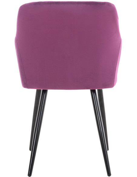 Fauteuil de table motif matelassé en Velours Violet Métal Noir Solinda - 4