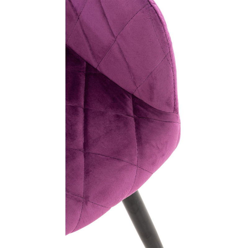 Fauteuil de table motif matelassé en Velours Violet Métal Noir Solinda - 6