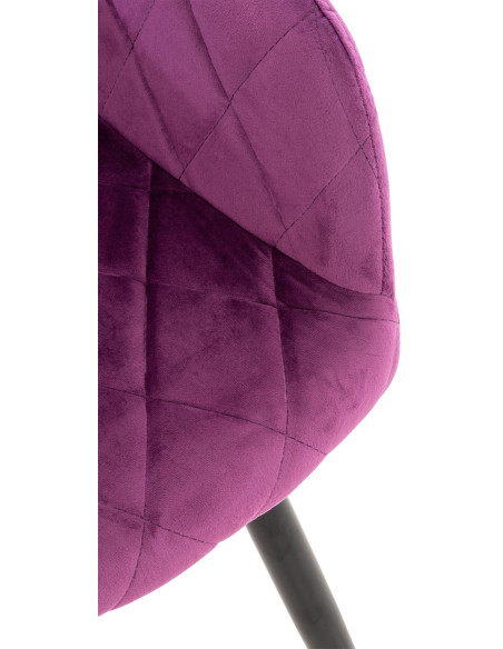 Fauteuil de table motif matelassé en Velours Violet Métal Noir Solinda - 6